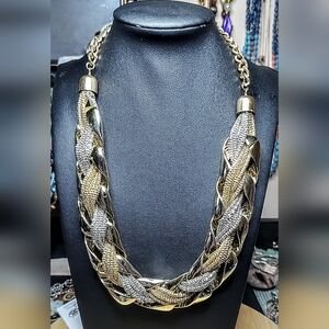 Elegant Gold and Silver Braided Necklace